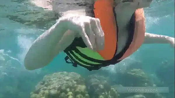 public exhibitionist german teen veronikavonk with big boobs on the sea